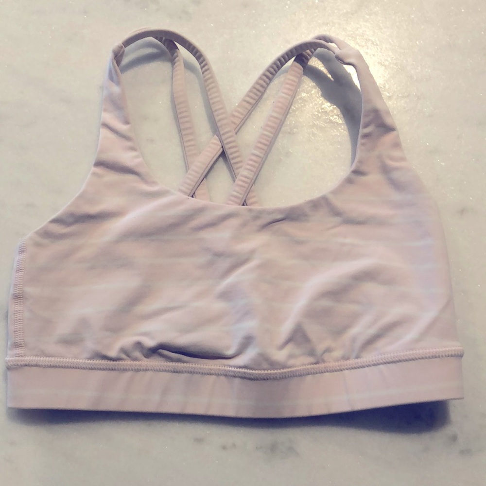 Lululemon bra pink and white striped